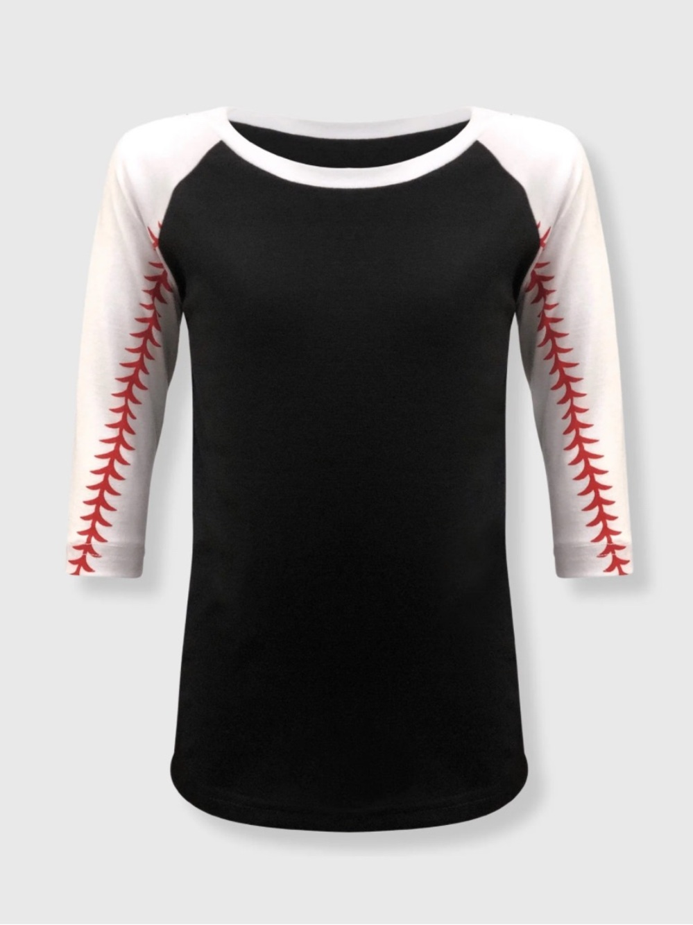 Black & White Baseball Stitch Raglan Top